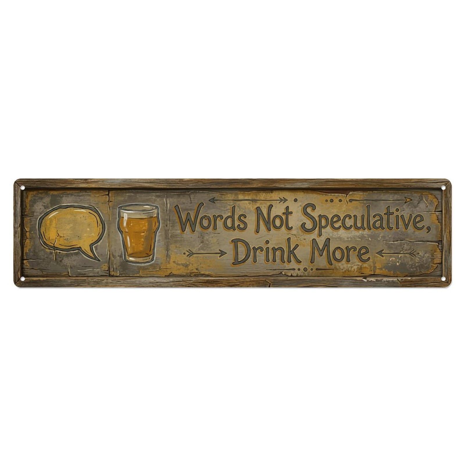 Words Drink Tavern Social Metal Tin Skinny Sign Plaque Wall Decor for Cafe, Club Bar, Office, Home Garden Metal Poster 4x16Inch
