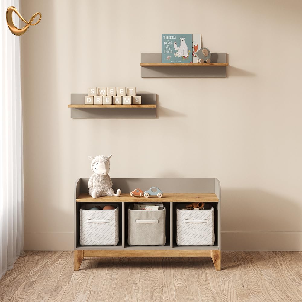 Livinity Panca per bambini Mailo, Cashmere/Artigianale, 107.2 x 63.8 cm XL con 3 cassettisoluzione pratica per organizzare i giocattoli