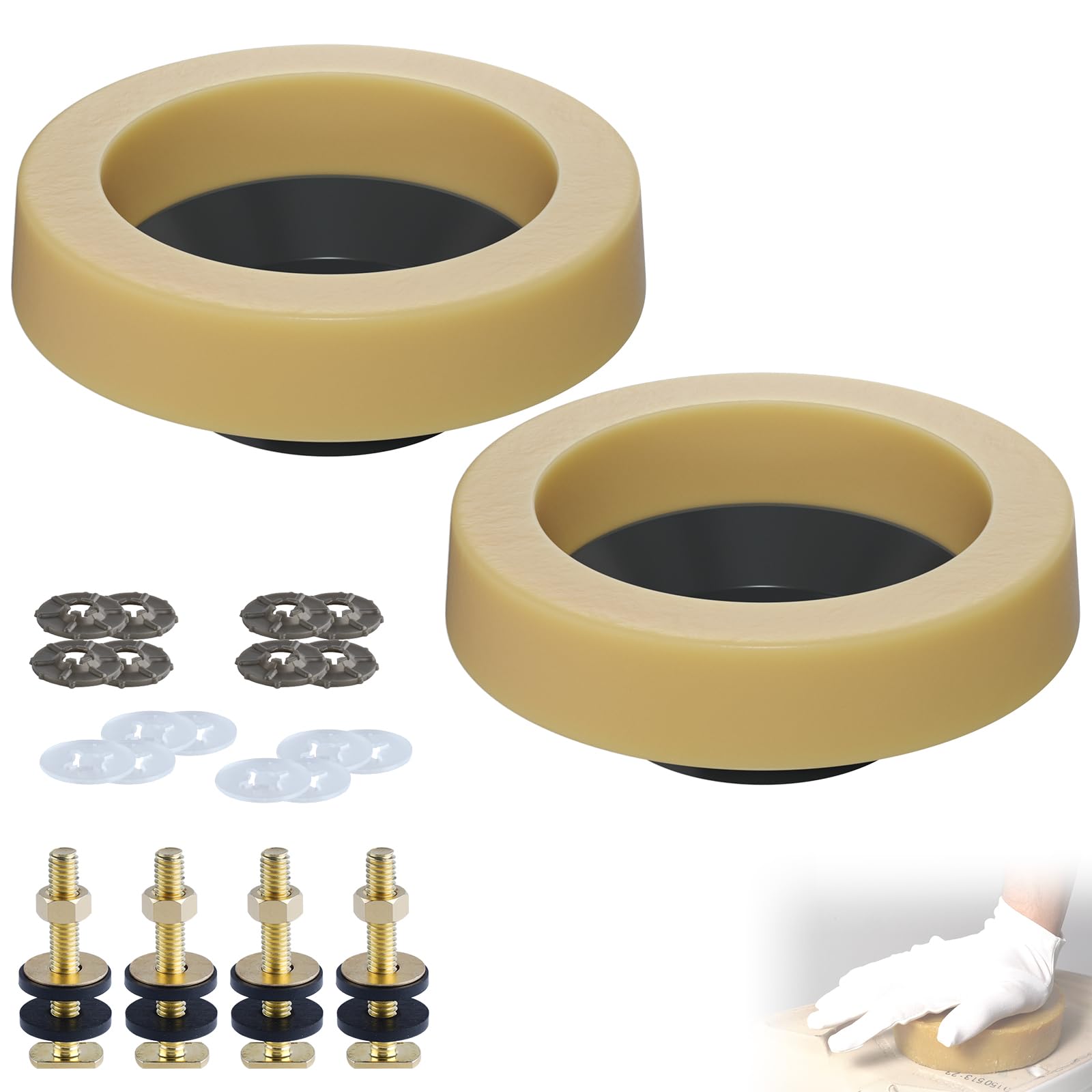 Hibbent 2 Pcs Toilet Wax Ring Replacement Kit, Wax Ring for Toilet