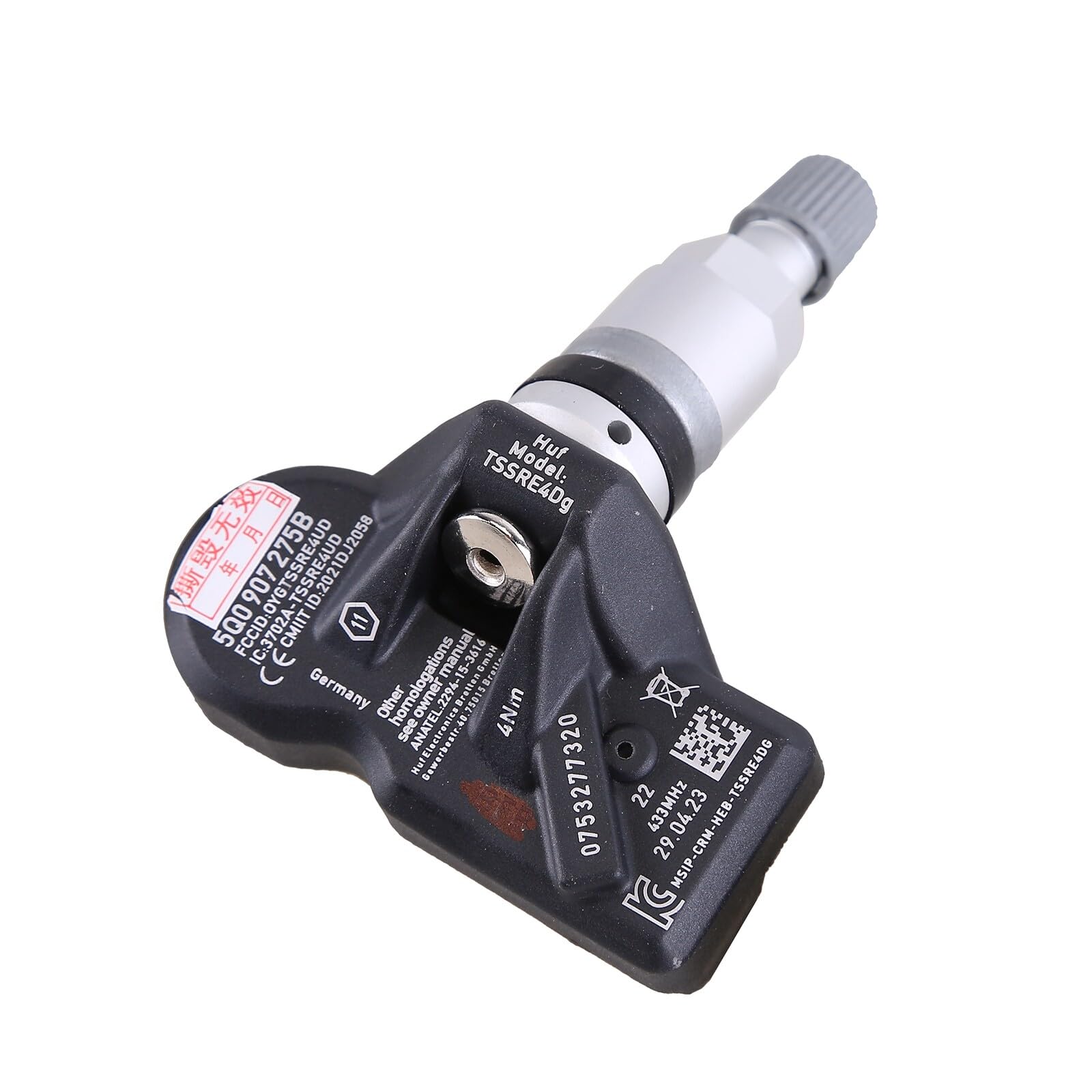 Lot de 4 TPMS Capteurs De Contrôle Pression Pneus Voiture Système De Surveillance De La Pression des Pneus TPMS 433MHz Compatible pour VW Seat 5Q0907275B