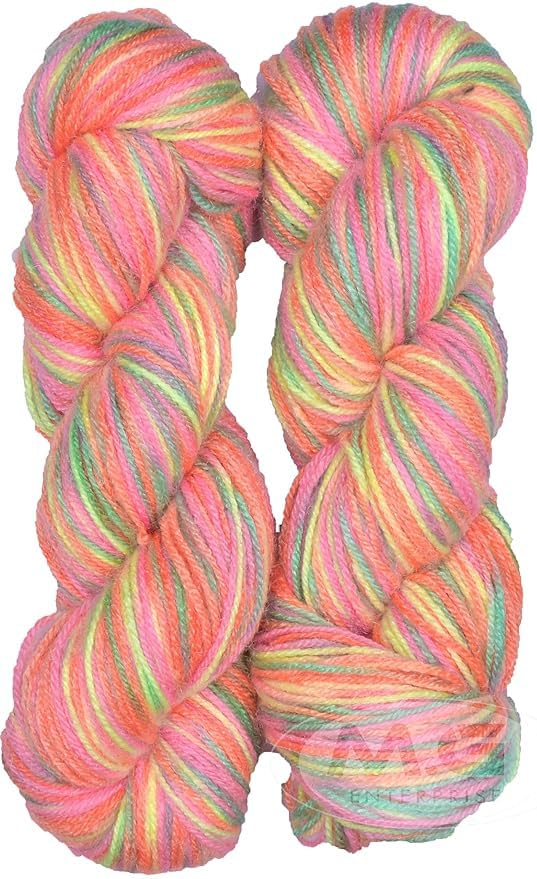 Image of M.G ENTERPRISE Microrangoli Knitting Yarn Wool, Multi Rose 400 gm Woolen Crochet Yarn Thread. Best Used with Knitting Needles, Crochet Needles-YC Art-