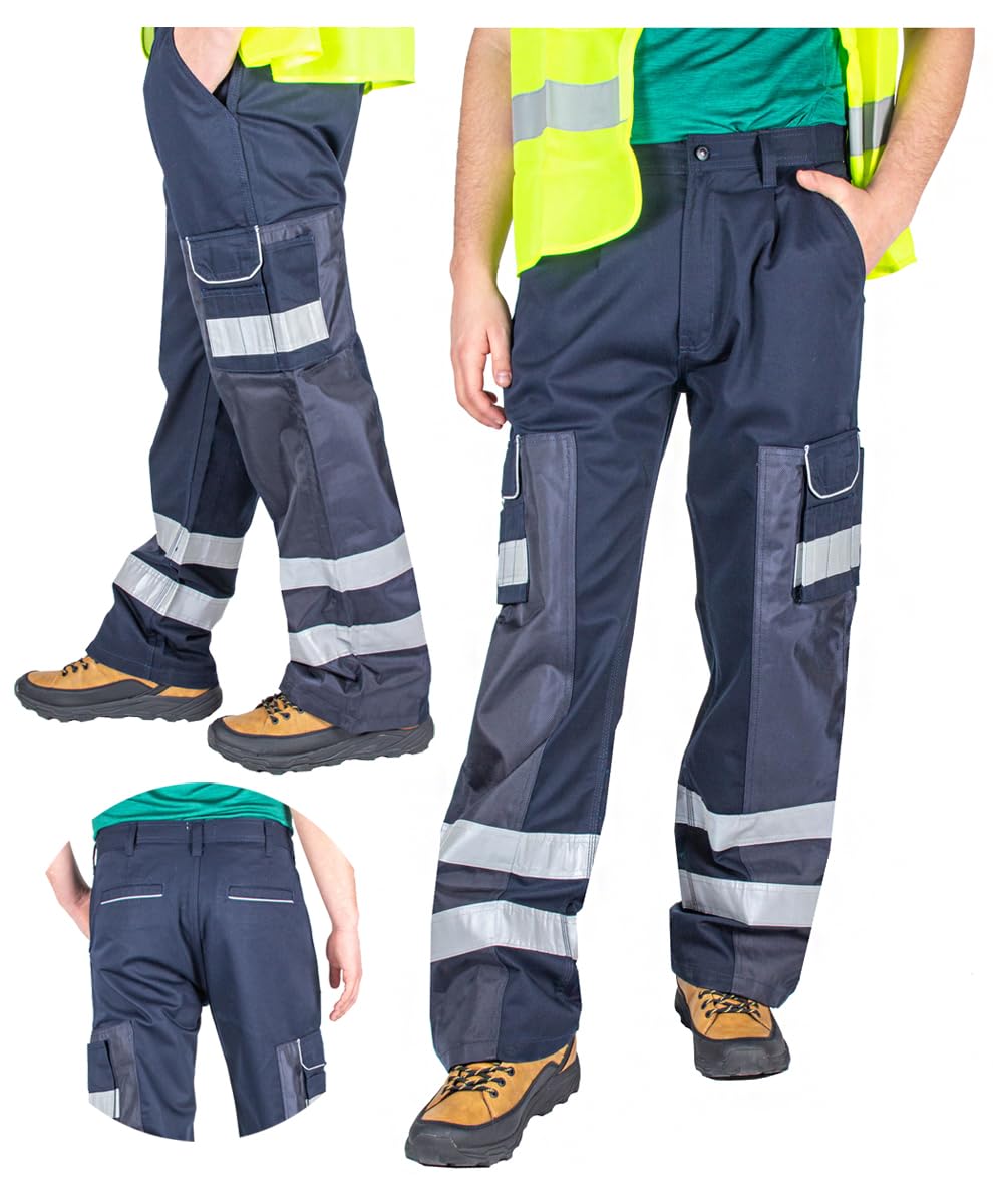 Herren Arbeitshose mit Reflektoren verstärkt 3-fach Nähte, FIRI