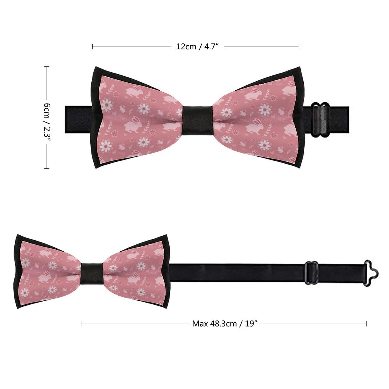 GoasNei Cute Rabbit Pattern Bow Tie for Men Adjustable Necktie Funny Tie Neck Ties for Weddings Party