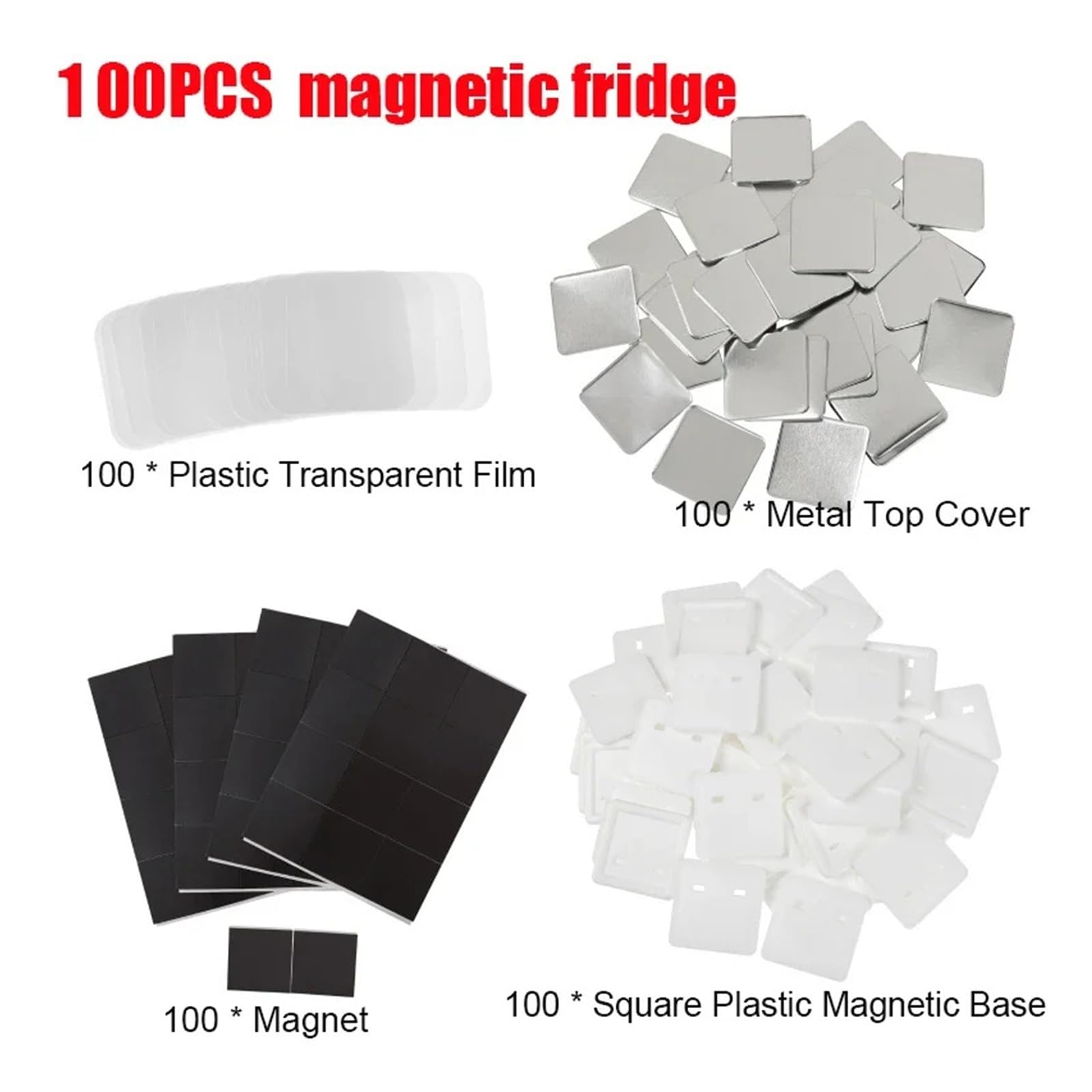 Kwadratowy, pusty przypinka DIY, materiał na przypinkę, 50x50 mm, magnesy lodówkę, części do produkcji przypinek, materiały prasy dziurkującej Na imprezy, wydarzenia sportowe(100PCS 50x50cm)