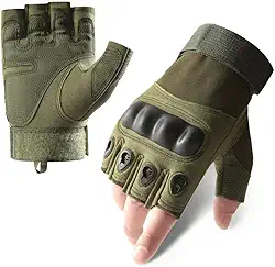 Luva Tática Meio Dedo para Militar, Moto, Ciclismo e Trilha, Disponível em Preto, Verde e Tan