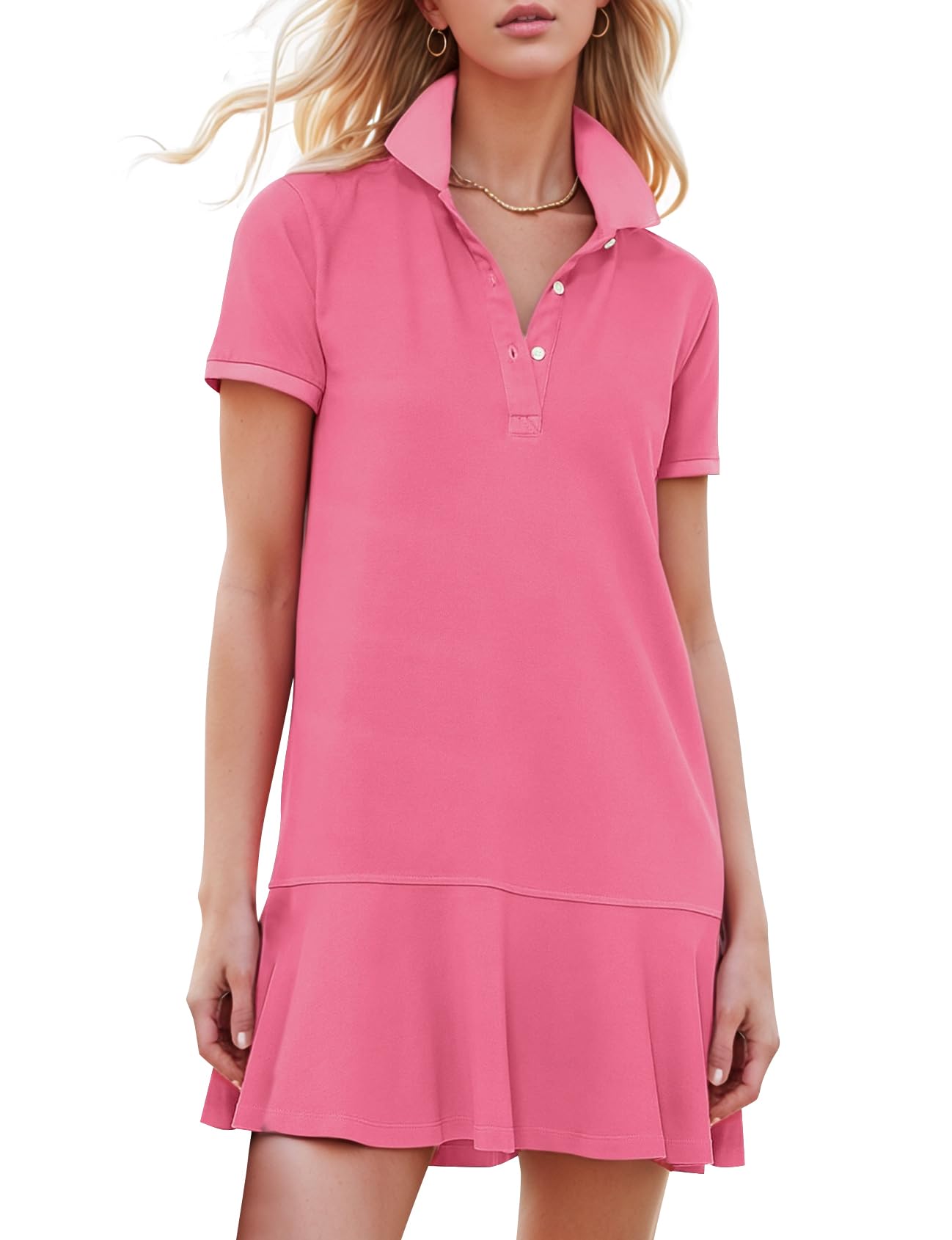 Kissonic Women's Polo Dress Casual Summer Golf Tennis Mini Shirt Dresses