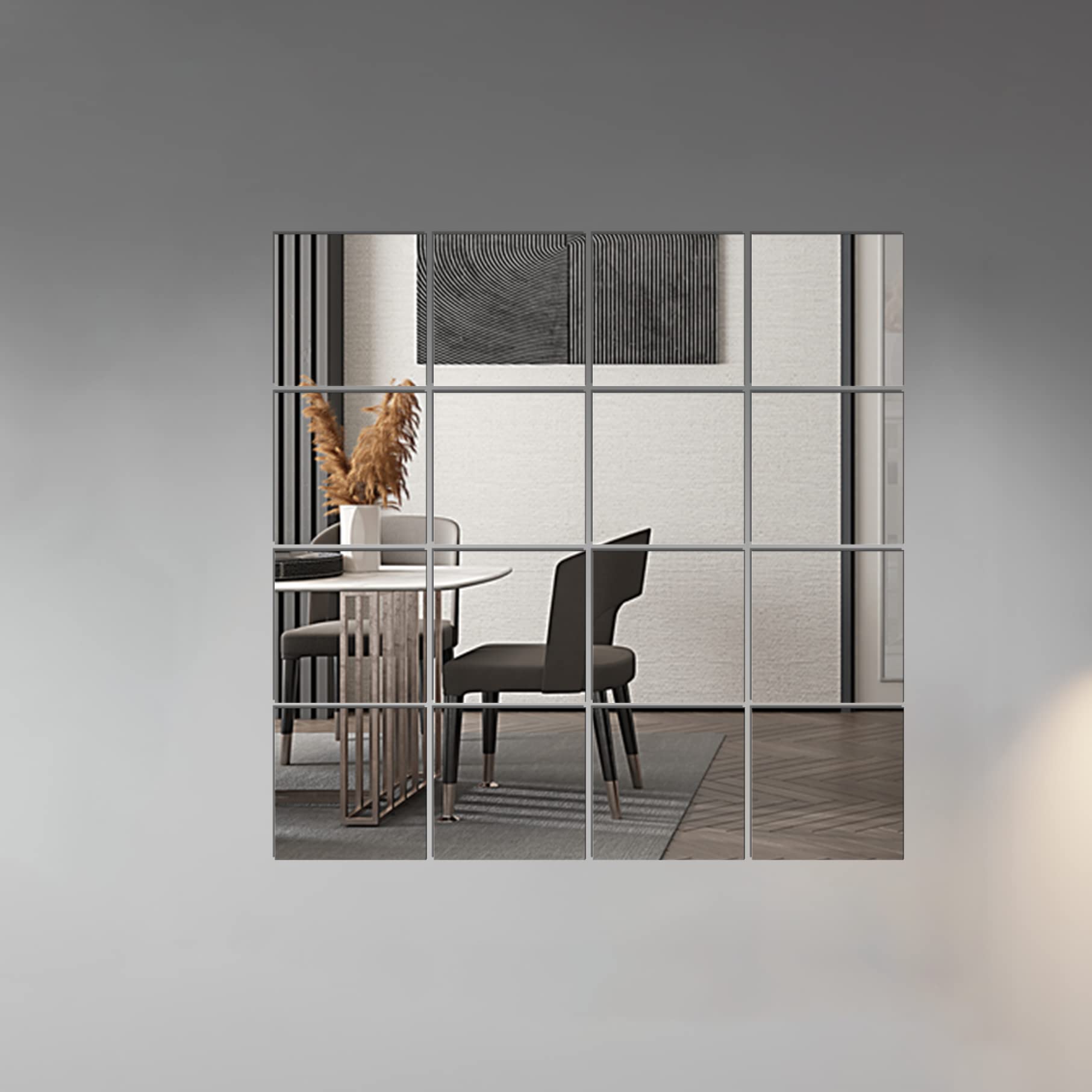 Wall Mirror Full Length (Glass, 10''x10''x 16PCS), Large Full Body Mirror Tiles for Door, Bedroom, Home Gym