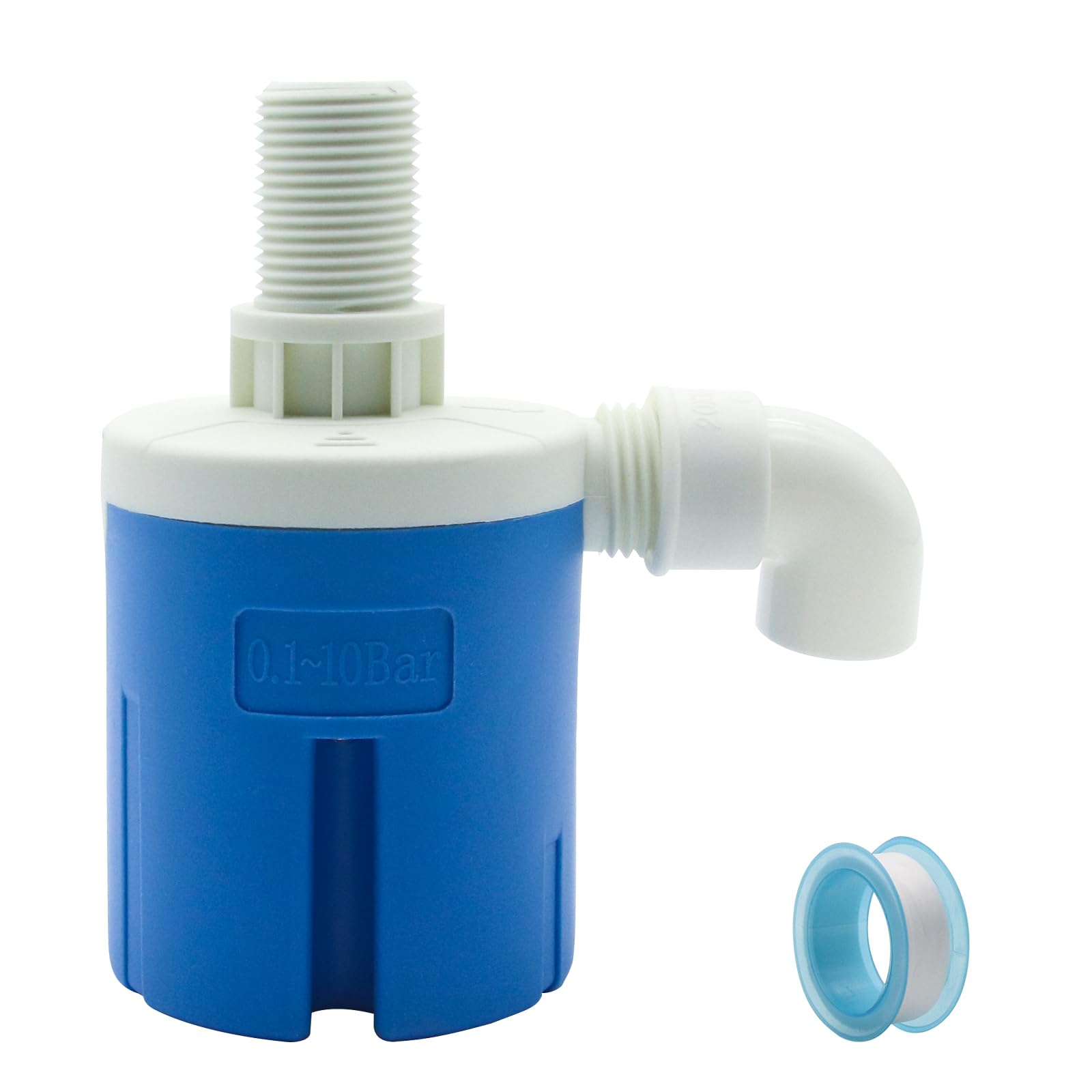 Houtokit Blue 1/2'' Automatic Float Valve, Auto Fill Shut Off Water Level Control Floating Ball Valve For Water Tank Fountains Livestock Drinking Toilet Swimming Pool Automatic Irrigation (Top Inlet)
