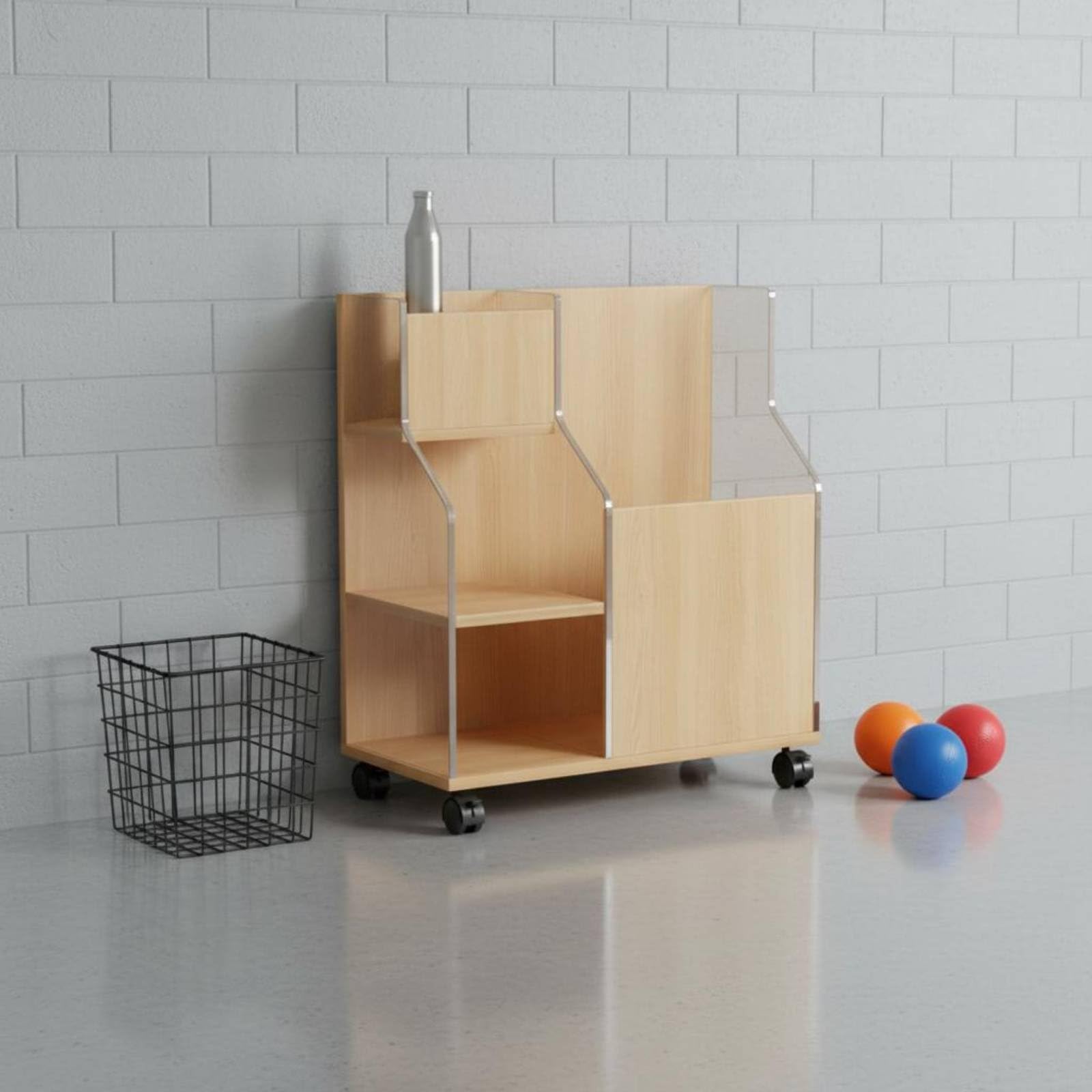 Soporte para Equipo de Fitness Organizador Estantería Carrito Portacolchonetas con Ruedas Bloqueables Material Acrílico y Tablero Apto para Gimnasios