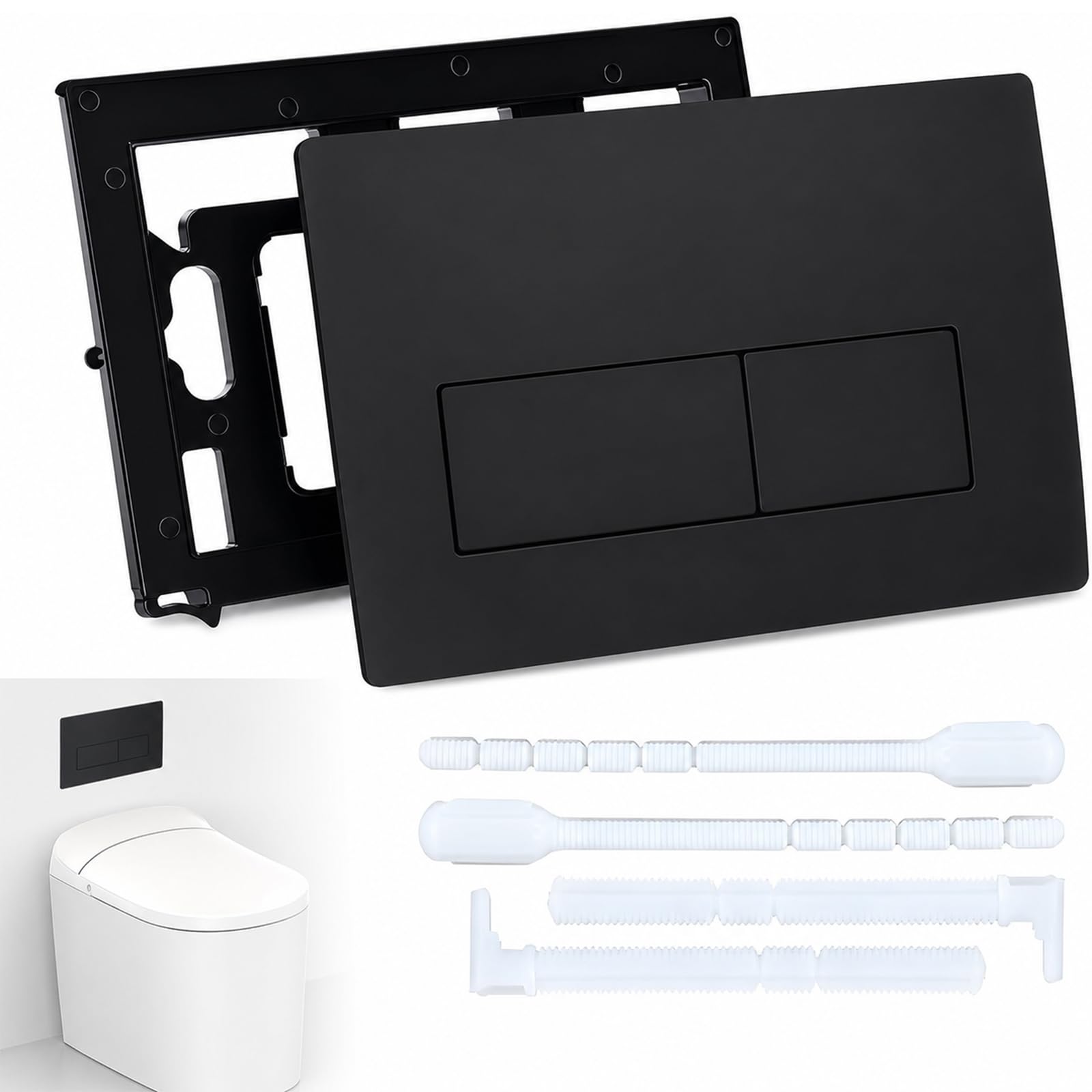 Placca comando WC sospeso nera opaca ABS, doppio scarico, compatibile Geberit Sigma, resistente all'usura, facile pulizia, uso domestico, modello GS020