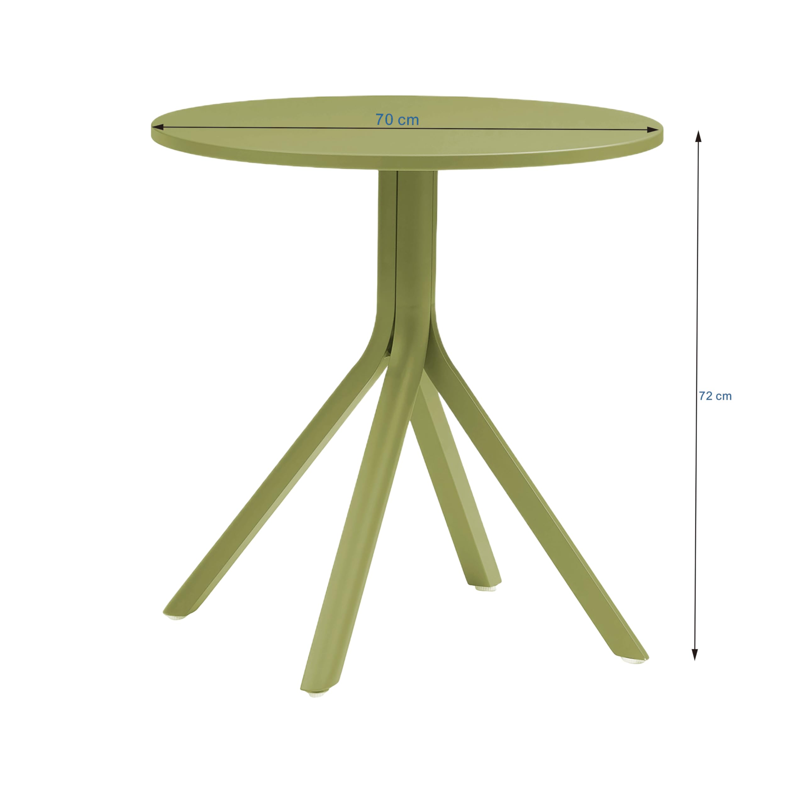 METRO Professional Mesa de Bistró Soto, Redonda, Aluminio, Verde Oliva, 70cm Diámetro, 72cm Altura, para Exterior