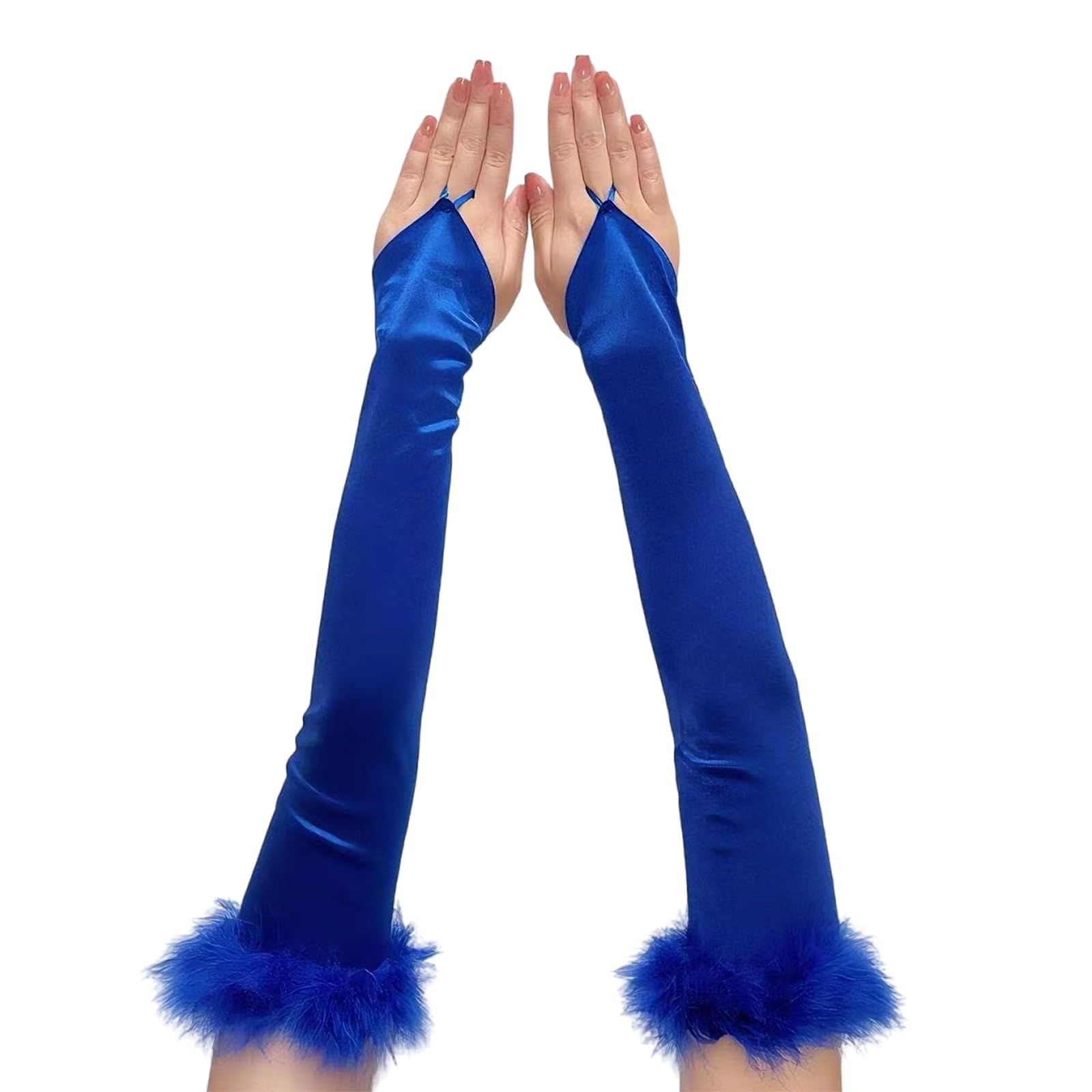 MICFENY Feathered Chain Formal Evening Gauntlets Flexible Fabric Traditional Achromatic Stage Gauntlets