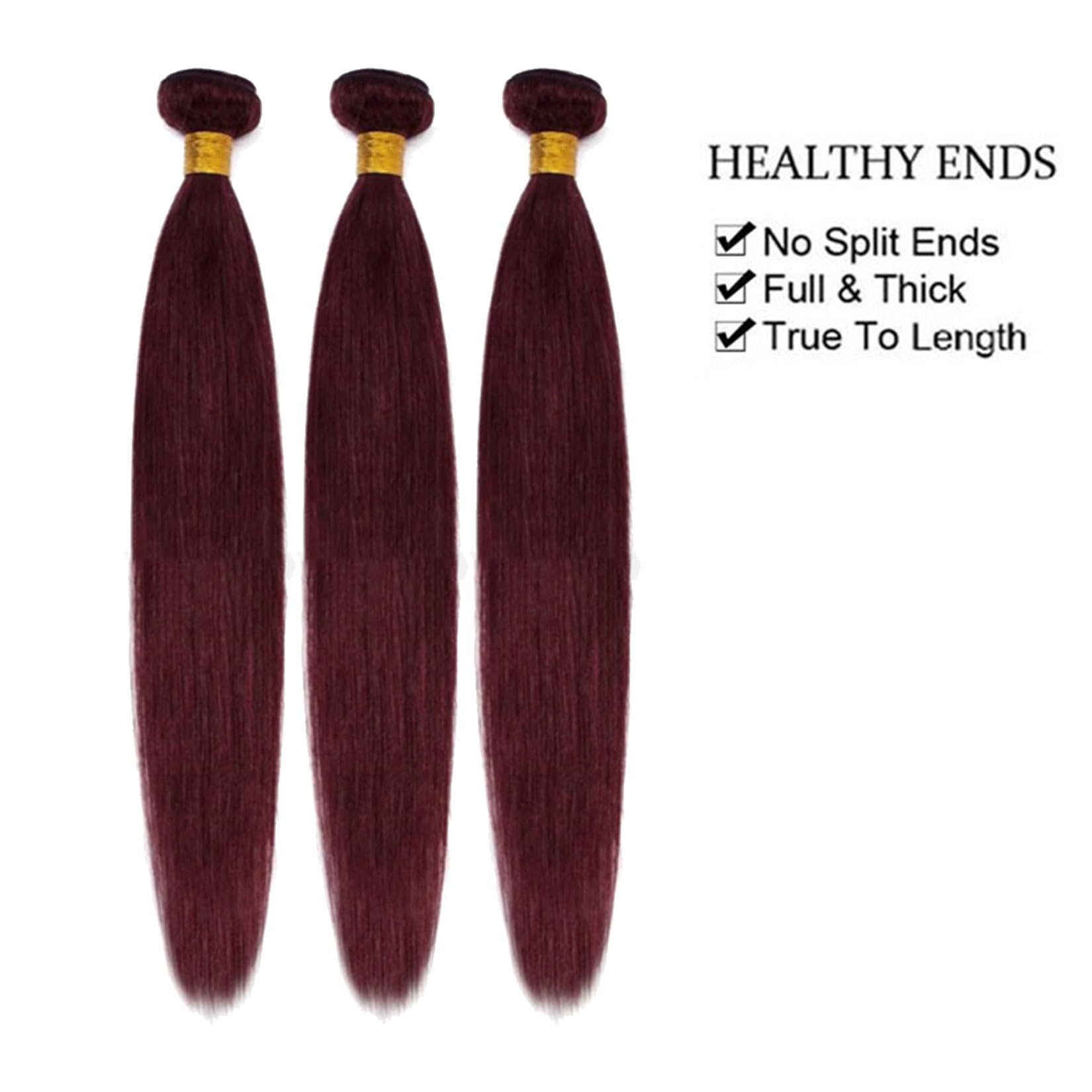 #99J Capelli Brasiliani Lisci Borgogna 1 Fascio Capelli Umani Ricci Doppiemente Selezionati Extension di Capelli Umani Brasiliani Non Trattati Testa Intera,12inch