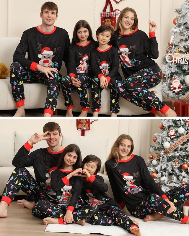 Pigiami Natalizi per Tutta la Famiglia, Pigiama Natale Famiglia Invernale Pigiama Natalizio, Manica Lungo Donna Uomo Pigiami di Natale Famiglia, Pigiami Natale Coppia Pigiama Natale Bambino Bambina