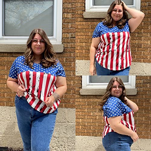 Image of CARCOS Womens Plus Size Tops Short Sleeve Shirts V Neck Tunic Floral /Tie Dye /Solid Summer Tees XL-5X