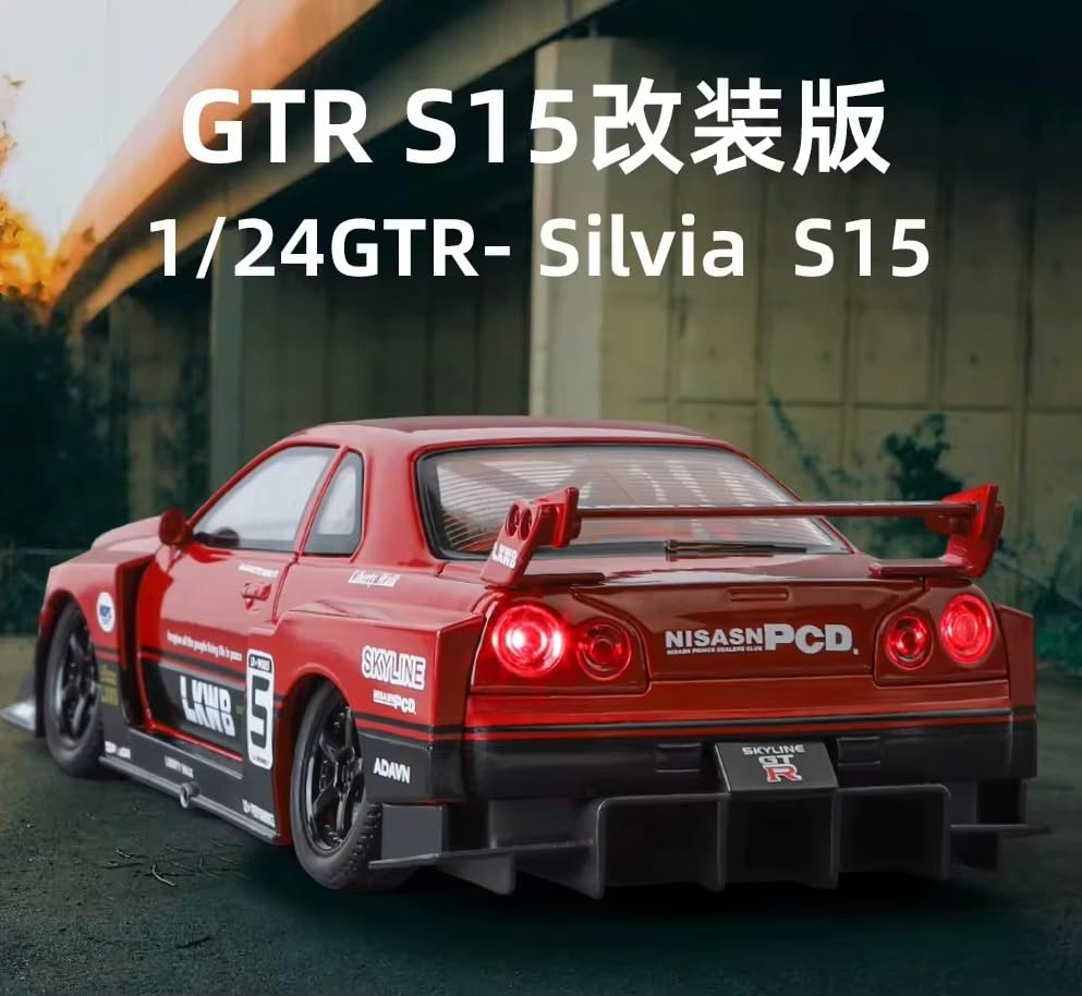 Image of 1:24 Skyline GTR S15 Street Racing Vintage Retro Toy Car Diecast Metal Pull Back Car - 4 Openable Doors with Sound & Light | Luxury Toy Car & Gift for Kids 【Colors as Per Stock】