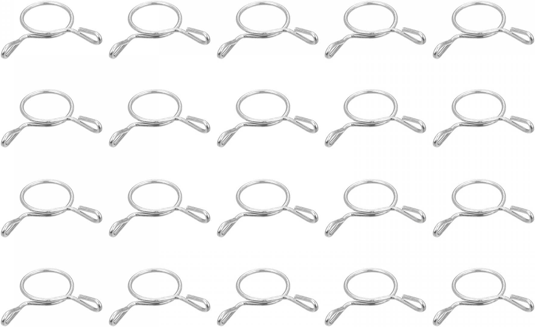 uxcell Fuel Line Hose Clips, 20pcs 12mm ID Fit 13.5-14mm OD Hose 304 Stainless Steel Water Pipe Air Tubing Spring Hose Clamps for Motorcycle Scooter