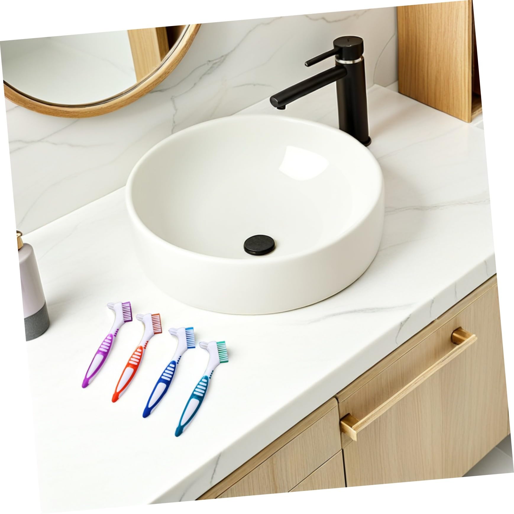 SHERCHPRY 12pezzi Spazzolino per Protesi Dentarie Multiuso Impugnatura Comoda e Setole Delicate per Pulizia Profonda di Dentiere e Apparecchi di Contenzione Kit per Anziani e Viaggi