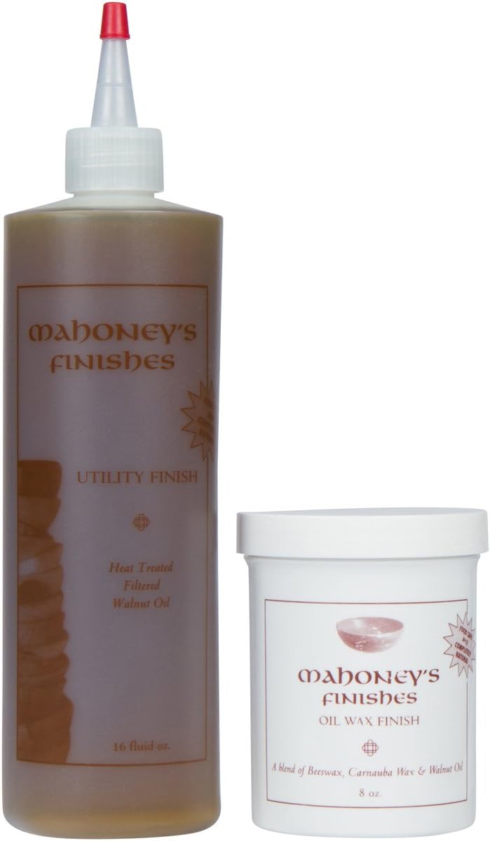 Mahoney's Finishes Walnut Oil and Wax Combo: Food Safe Wood Finish For Salad Bowls, Cutting Boards, Furniture a Fast Drying Utility Oil Wood Protectant