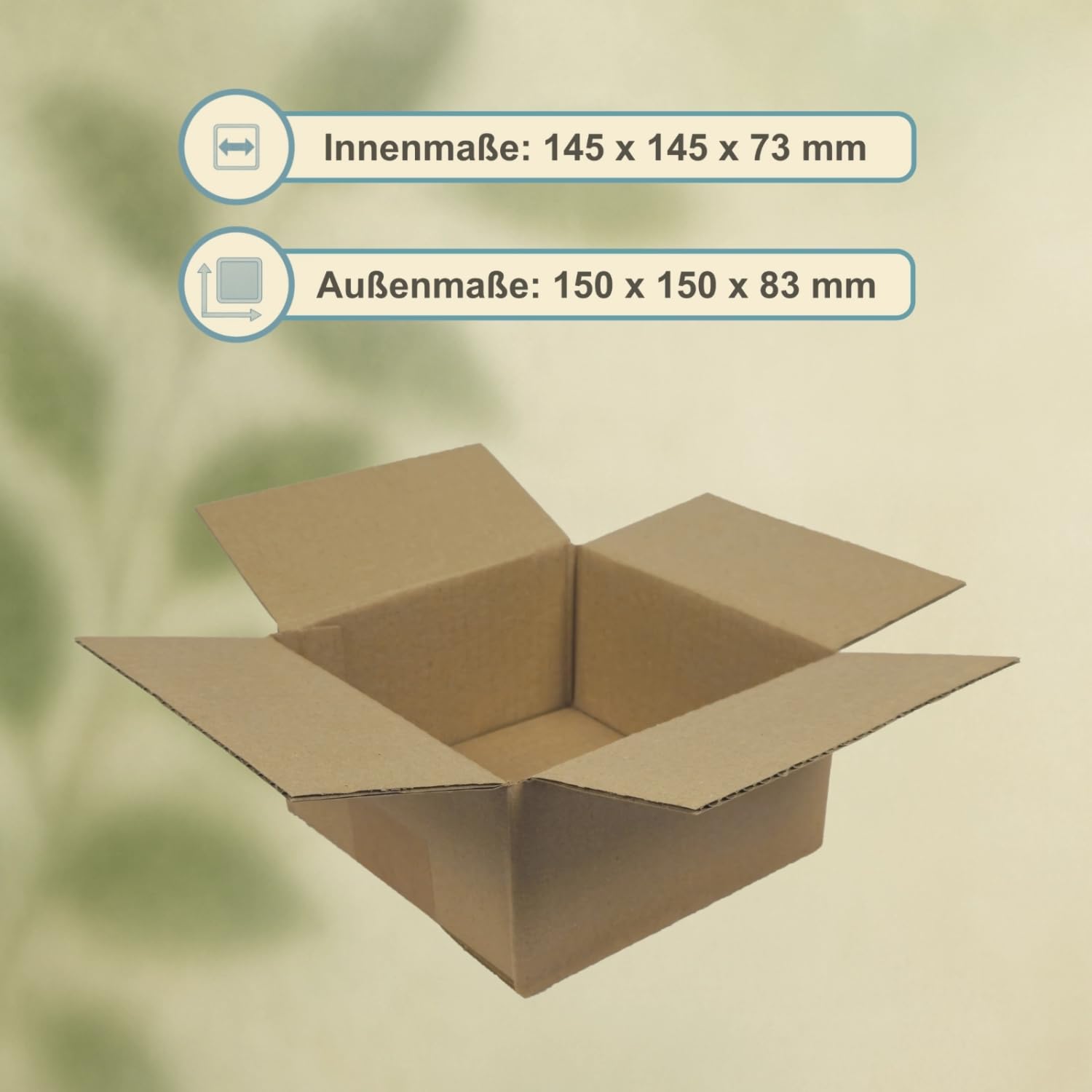 Karton 15x15x8 cm für Hermes Päckchen und GLS XS Paket Versandkarton 150 x 150 x 83 mm Faltkarton Innenmaß 146 x 146 x 76 mm Fefco 0201 (300)