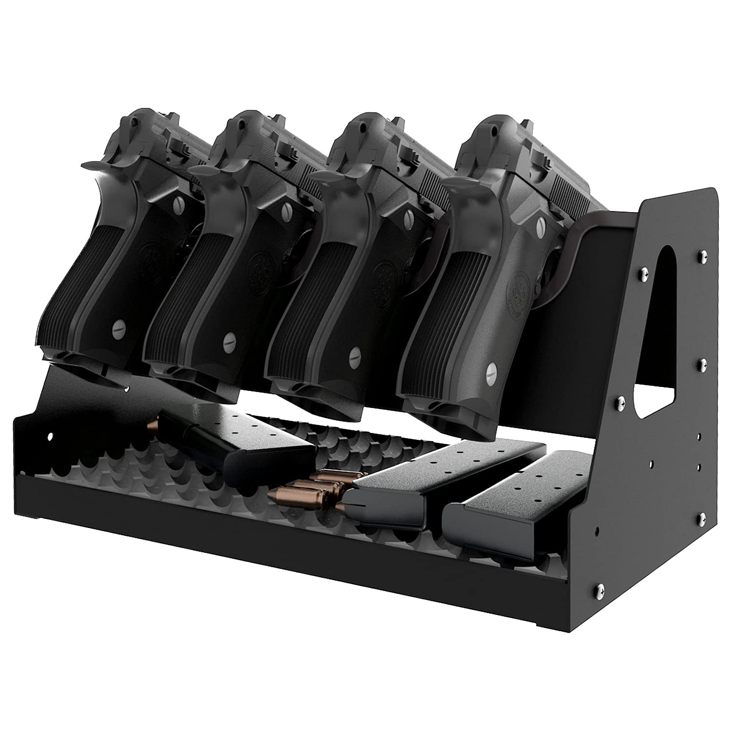 UNITEDPOWER Metal Pistol Rack, Handgun Holder for Gun Cabinet Storage, Revolvers Safe Organizer, 4 Gun Stand Fit Most Pistols, Black