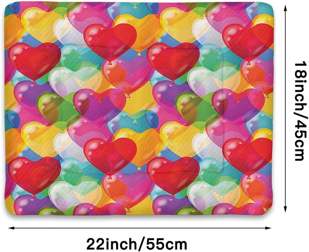 review Red Blue Yellow Puppy Blanket for Dogs and Cats Heart Shaped Balloons Colorful Self Heating Cat Pad Thermal Cat and Dog Warming Bed Mat Valentines Day Love 18
