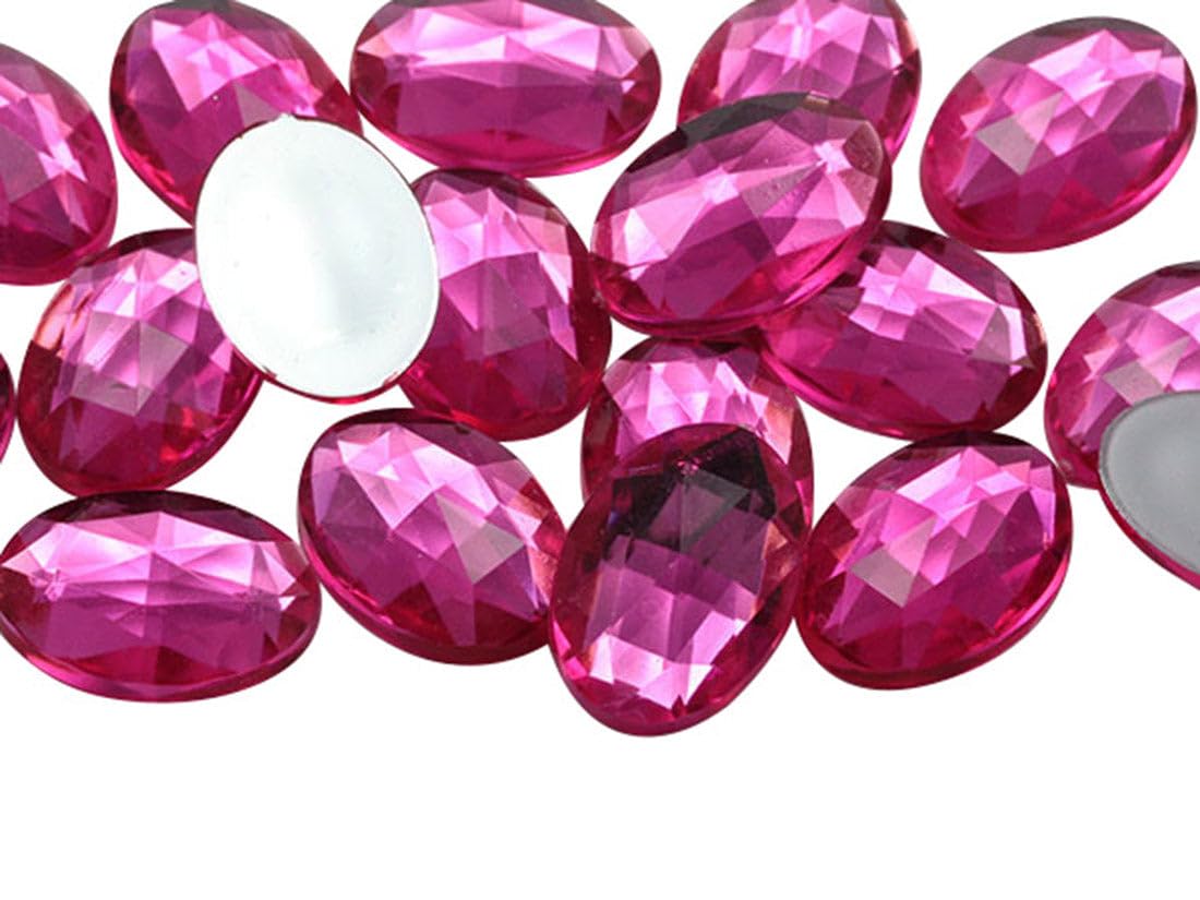 Allstarco 14x10mm Pink Hot .NAP01 Flat Back Oval Acrylic Rhinestones Tiny Face Gems Body Jewels Card Making Embelishments - 45 Pieces โ image 1
