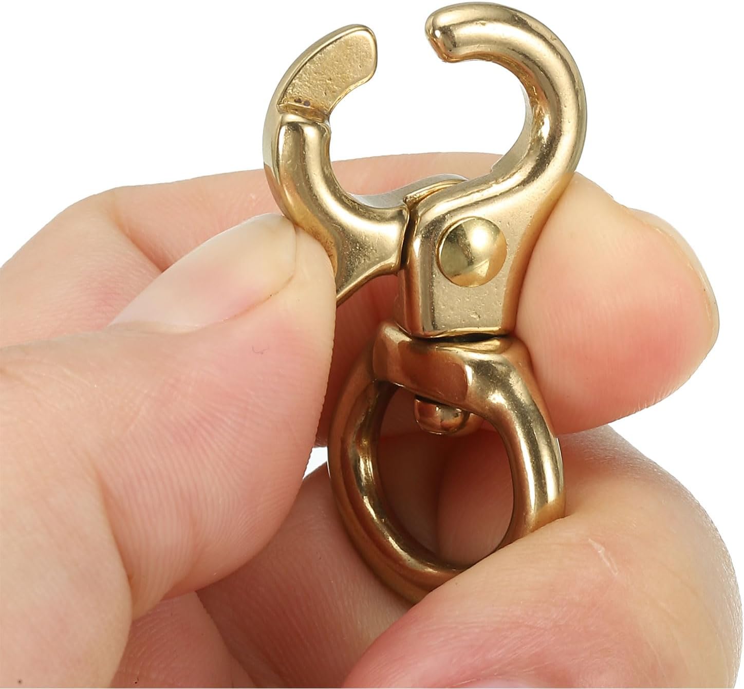 PATIKIL Lobster Clasp Keychains, 4 Pack 2/1 Inch Pure Brass Round Lobster Clasps Swivel Trigger Snap Hook Purse Lanyard Clips for DIY Leather Craft - Image 5
