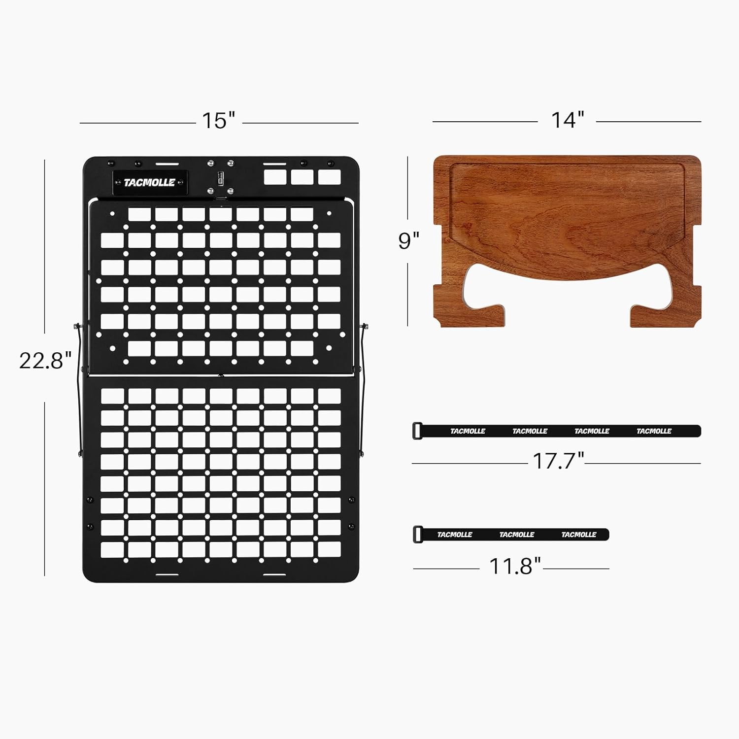 Car Back Seat Organizer, Tactical Rigid MOLLE Panel Car Storage Organizer with Foldable Food Tray, Heavy-Duty Modular Storage MOLLE Panels for Vehicles