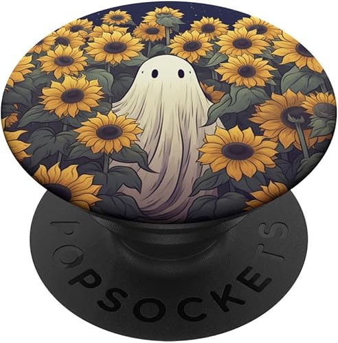 Patrón vintage de girasol fantasma lindo Halloween floral jardín PopSockets PopGrip estándar
