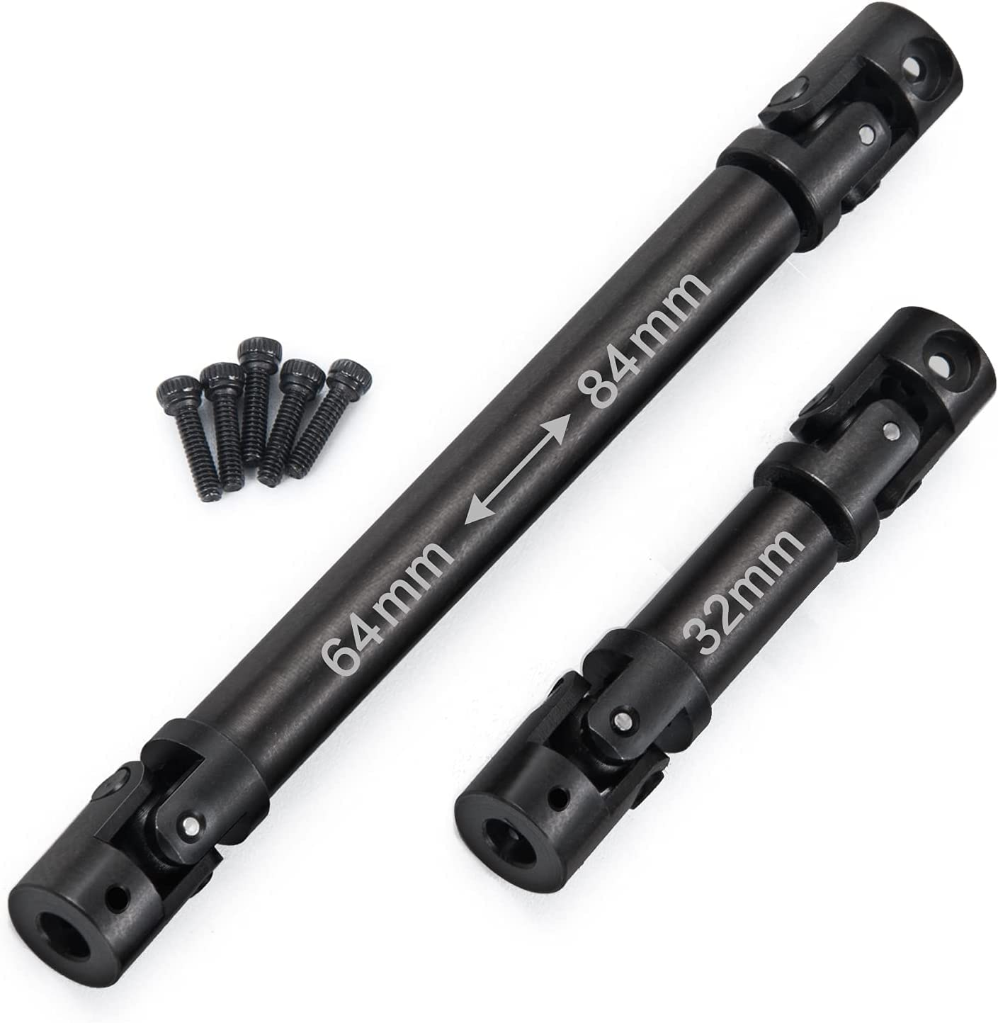 Hsthe Sea 1 Pair Metal Hard Steel Driveshafts Drive Shafts for Axial SCX24 1: 24 Scale RC Car, Black, 69-95 mm (lungo) - Image 3