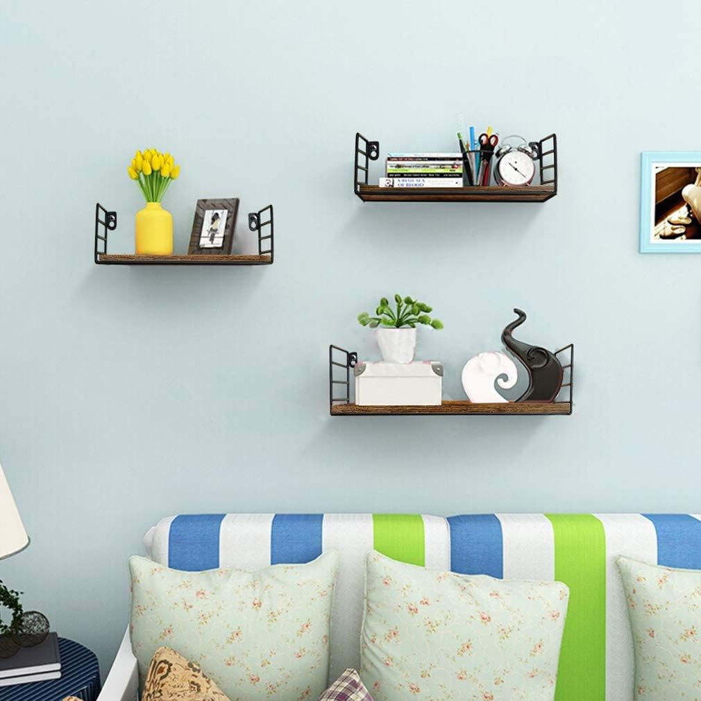 Floating Wall Shelf Set of 3 Storage Organizer for Shower Bathroom Bedroom Bedside Living Room Kitchen Hanging Wall Mount Shelves