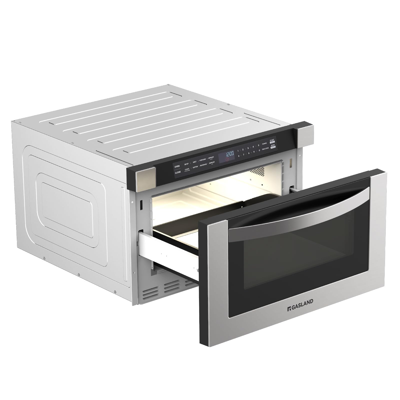 GASLAND 24 Inch Microwave Drawer, 1.2 Cu.ft, 1000W Power, Soft-Close Drawer, Fits 12” Pizza, Sensor Reheat, 11 Power Levels, Child Lock, Stainless Steel