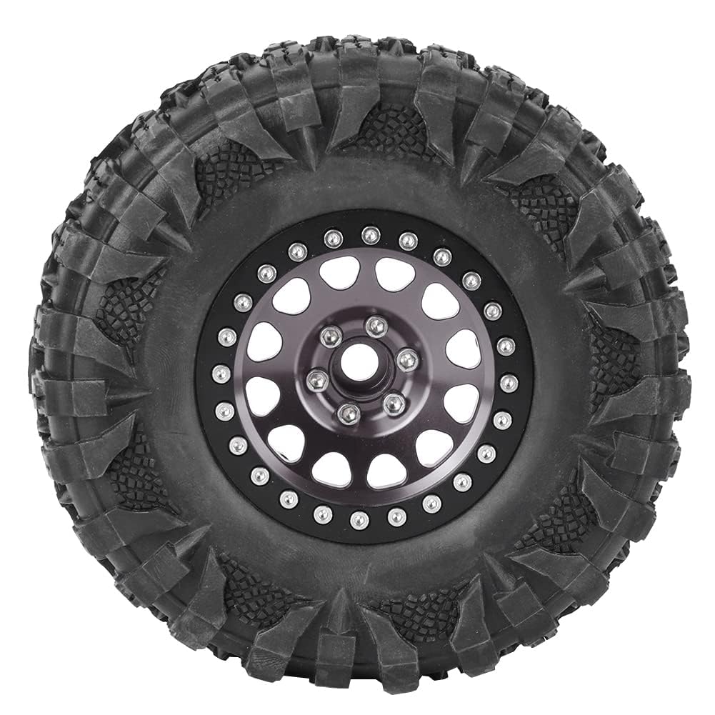 EVGATSAUTO 2.2 Beadlock, 2.2 Beadlock und -Reifen, 4-teiliges RC-Crawler-Gummireifen-Metallradnaben-Zubehör, Passend für 1/10 RC-Car 2,2 Zoll (Ti-Farbe)