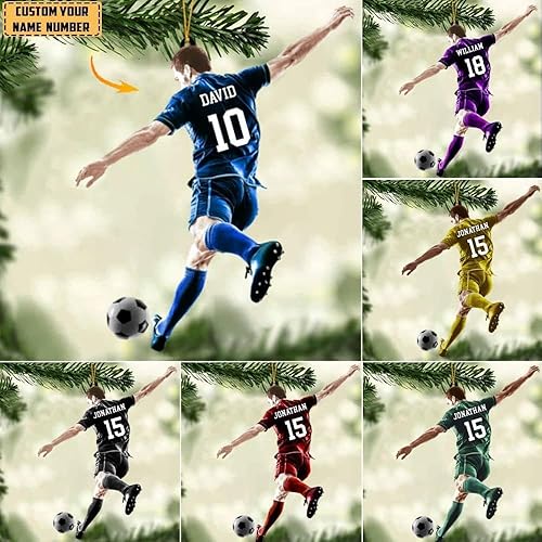 Miniatura 2 de Adornos de Navidad personalizados de fútbol, adornos de Navidad personalizados para jugador de fútbol, adornos para árbol de Navidad, adorno de
