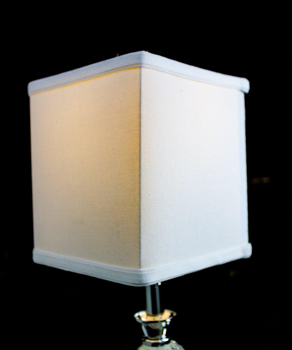 6x6x7 White Square Drum Lampshade Linen - Perfect for small table lamps, desk lamps, and accent lights -Medium, White