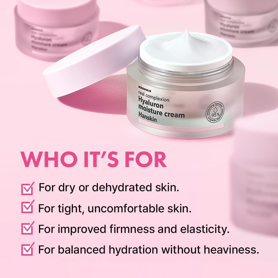 Hanskin Hyaluron Moisture Cream – Korean Hydrating Cream for Glass Skin | Hyaluronic Acid, Niacinamide & Vitamin E | Lightweight Moisturizing Cream for Sensitive & Dry Skin | K-Beauty (1.69 fl oz) - Image 7