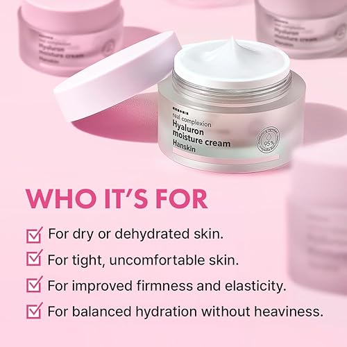 Miniatura 7 de Hanskin Real Complexion Crema hidratante hialurónica, hidratante de ácido hialurónico con niacinamida y vitamina E loción hidratante para pieles