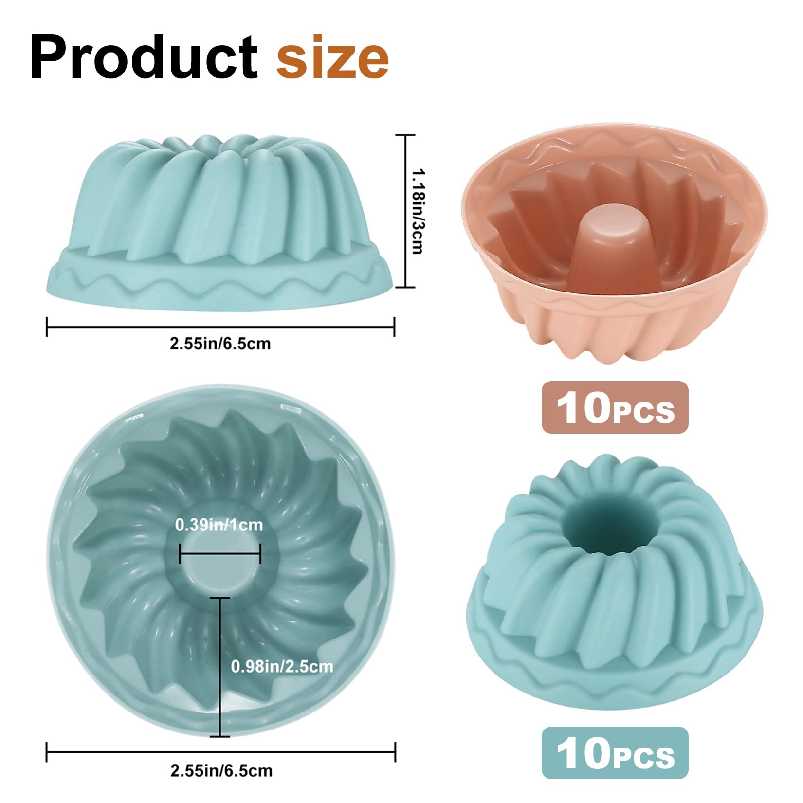 20 sztuk silikonowych foremek do pieczenia babeczek, małe formy do pieczenia, okrągłe formy do ciasta, foremki do muffinek, wielokrotnego użytku, Ø 6,5 cm, wysokość 2,8 cm, 4 kolory