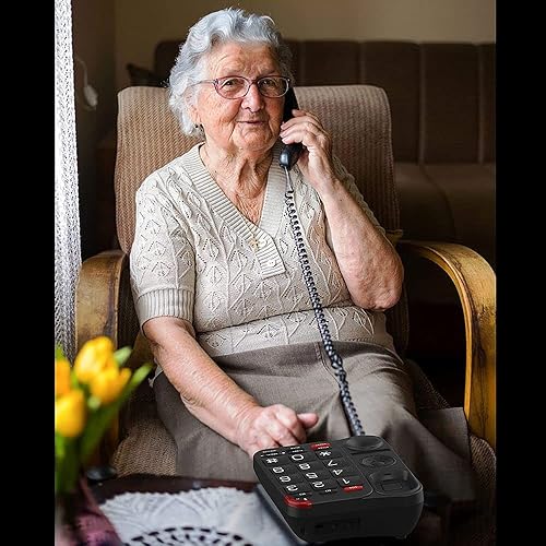 Miniatura 5 de Ornin Teléfono con cable con botón grande S018 con altavoz, 40dBm teléfono de voz, teléfonos con discapacidad visual para personas mayores, Braille