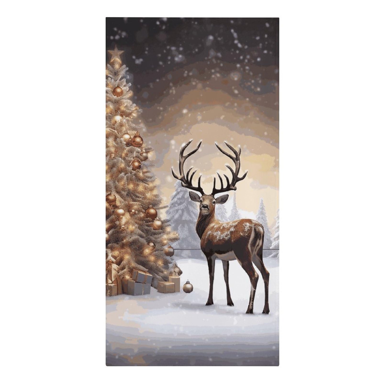 QMNLKH Christmas Tree and Reindeer Beach Towel for Women, Large Microfiber Pool Towel for Men, Absorbent Swim Towels for Home, Lightweight Bath Towels for Camping, Yoga, 30.3"x61.4"
