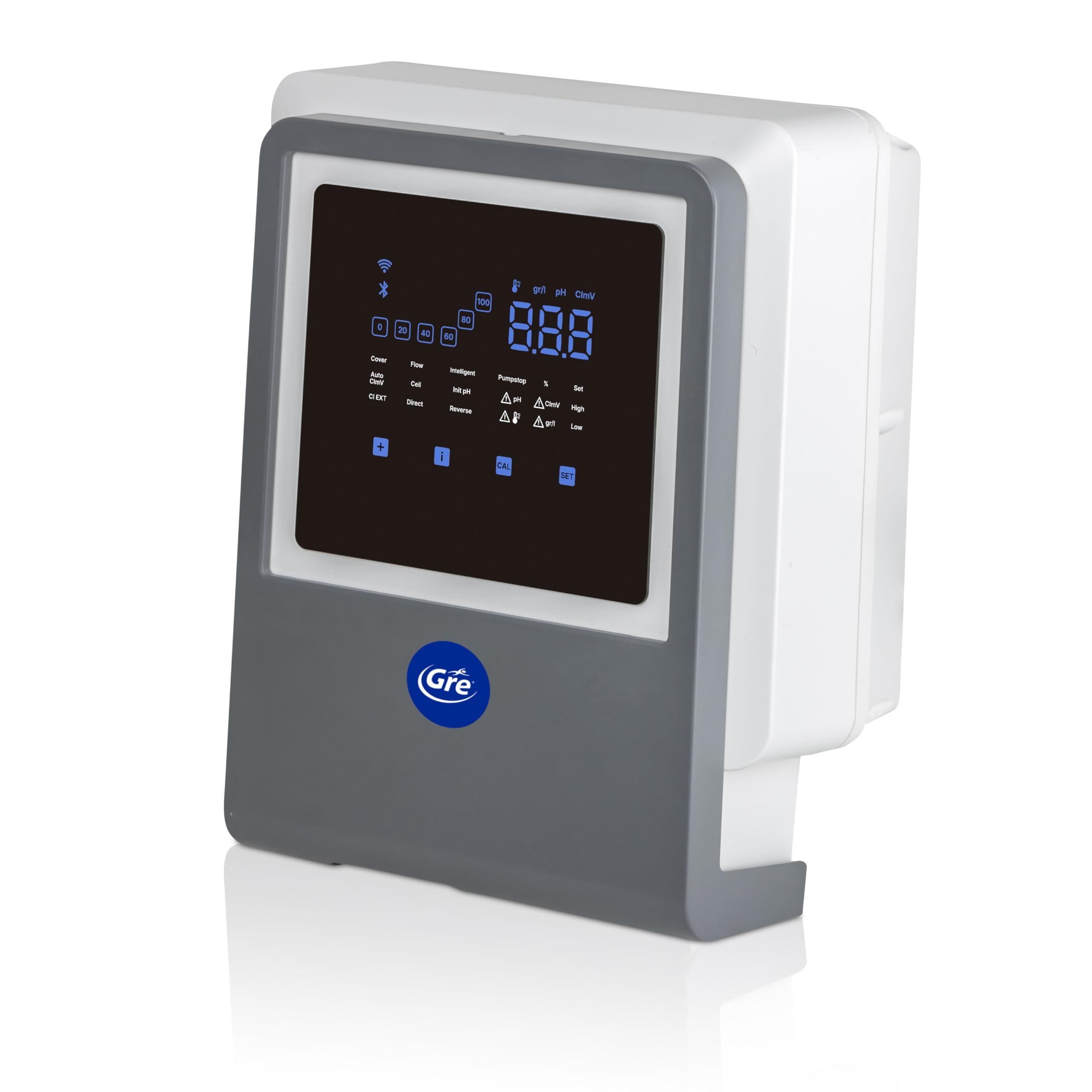 Gre - SWGA40 Clorador Salino Todo en Uno con Controlador de pH y Bomba Peristáltica, Conectado por App, 7 g/h, para Piscinas hasta 40 m³, Electrolisis de Sal Inteligente