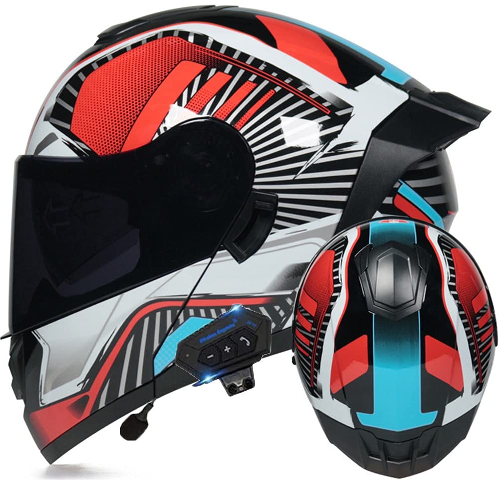 Casques de moto modulaires rabattables XL avec système Bluetooth audio