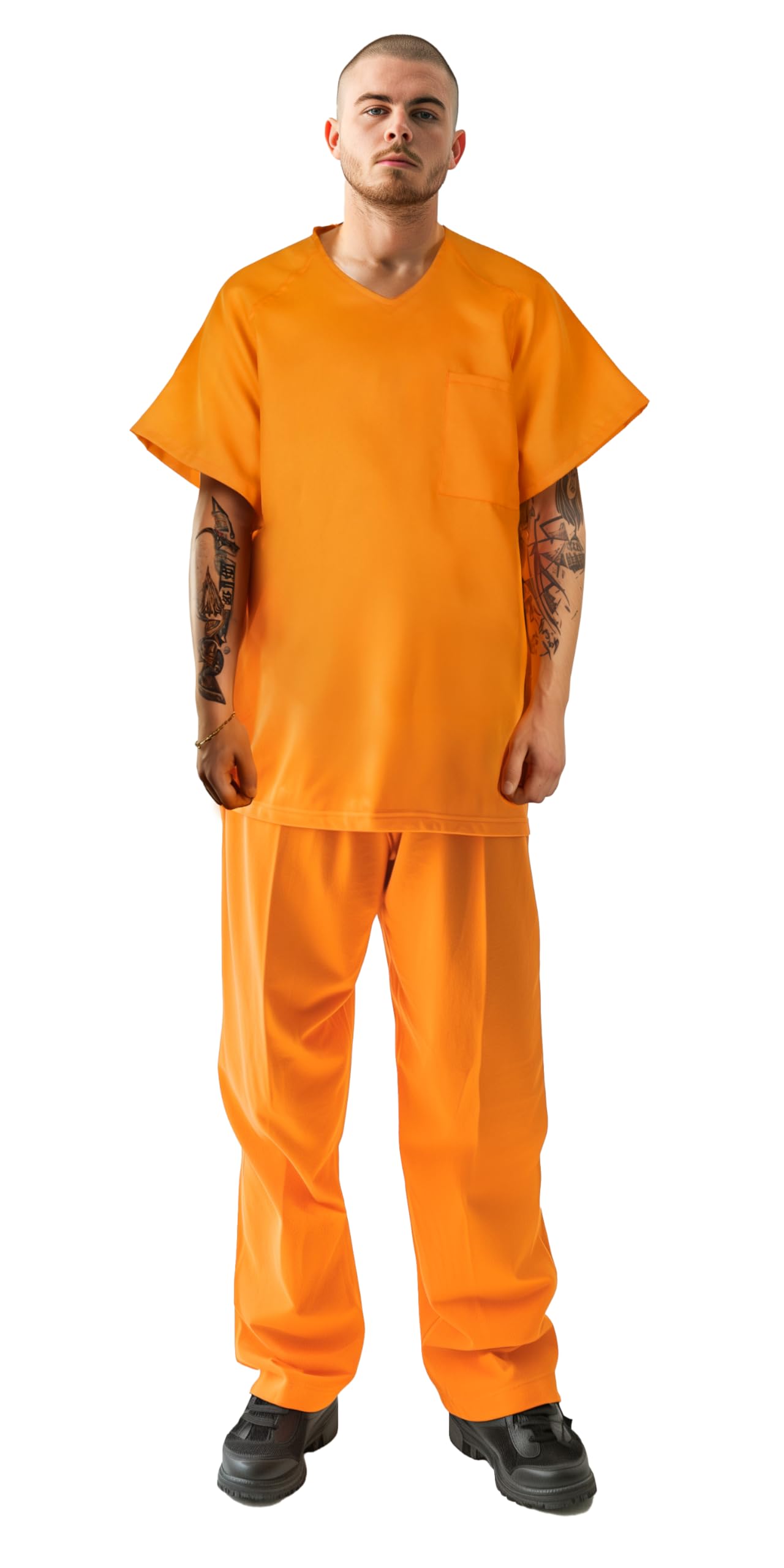 HOMELEX Orange Prison Costume Men Jumpsuit jailbird Halloween Inmate Outfit Jail Adult