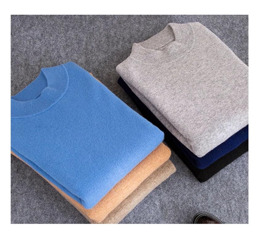 Men's Solid Color Pullover Wool Sweater Mock Neck Classic Knitted Long-Sleeve Soft Jumpers2