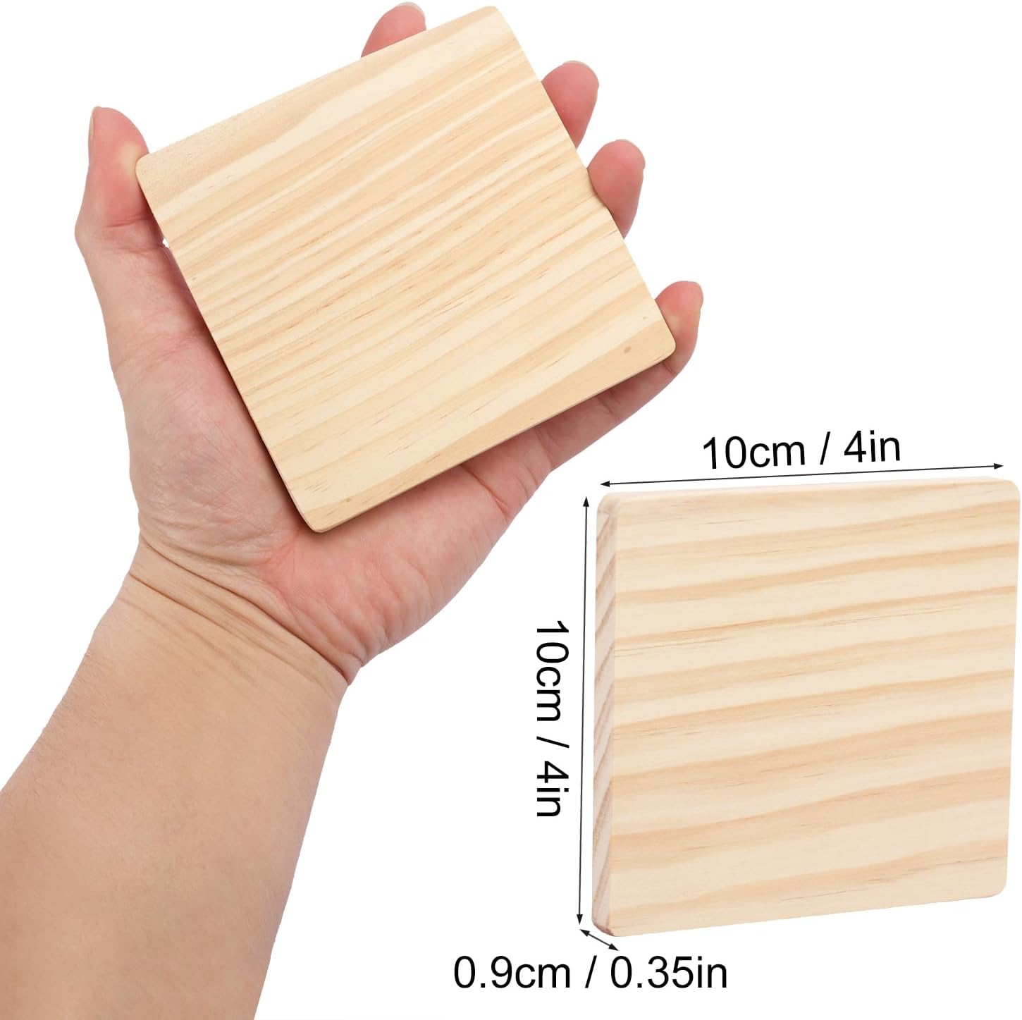 36 PCS 4 Inch Unfinished Wood Coasters, Premium Square Wooden Plaques for DIY Crafts, Drawing, Painting, Wood Engraving, Wood Burning, Laser Scroll Sawing and Home Decoration