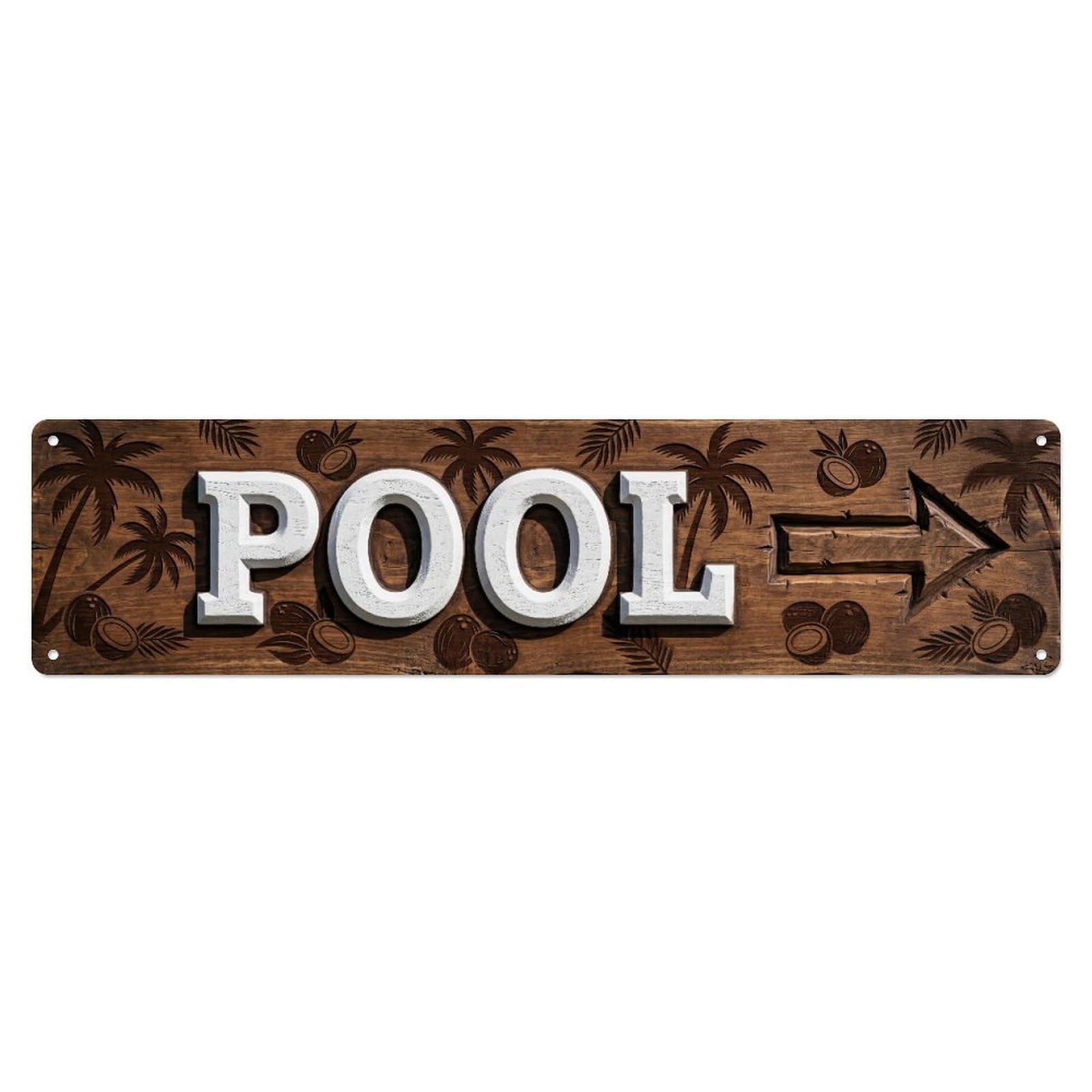 Swimming Pool Tropical Coconut Metal Tin Skinny Sign Plaque Wall Decor for Cafe, Club Bar, Office, Home Garden Metal Poster 4x16Inch
