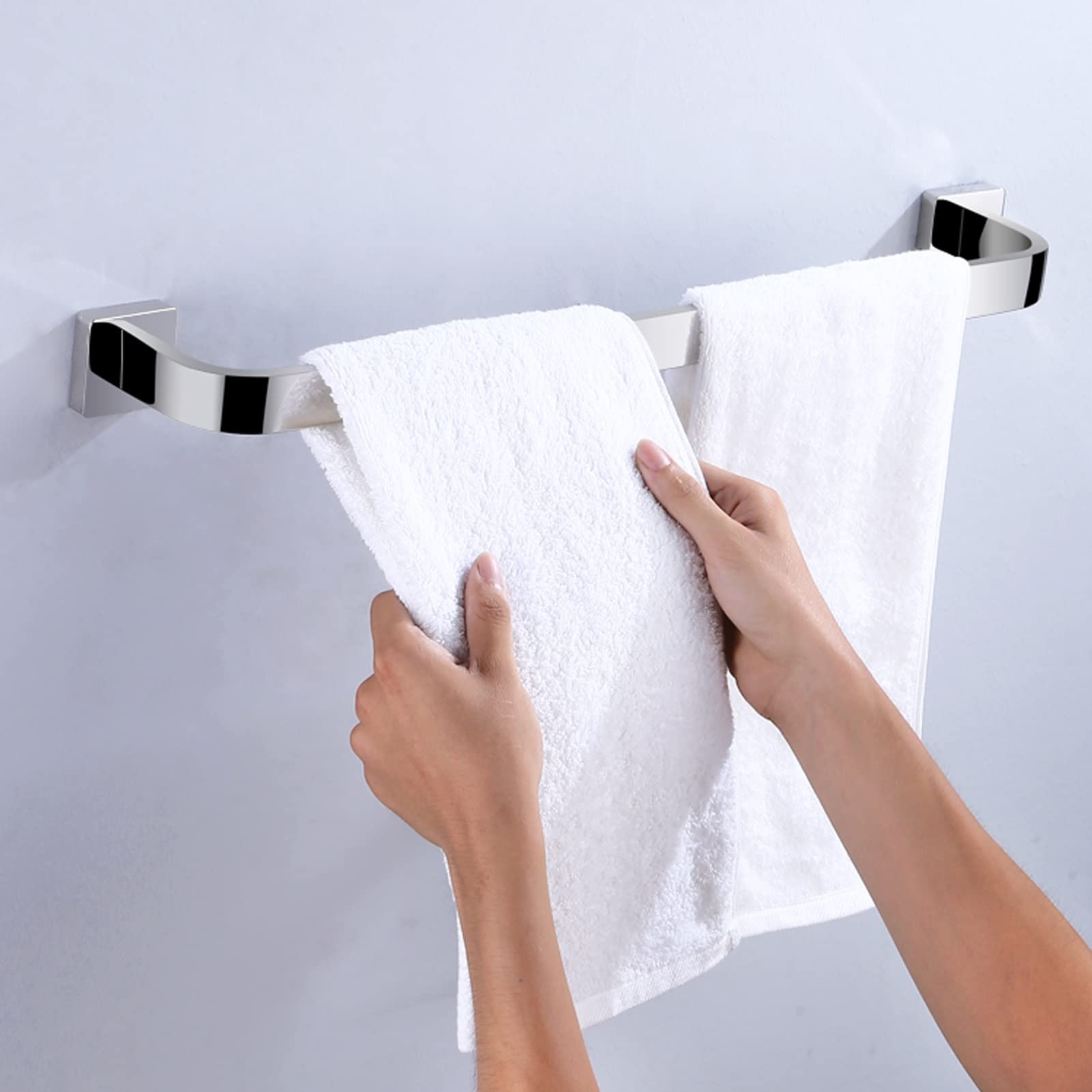 Portasciugamani Addensato per Bagno a Parete, portasciugamani Quadrato Singolo in Acciaio Inossidabile, per Accessori da Bagno e Cucina, 50cm-100cm, Argento (Dimensioni : 100cm)