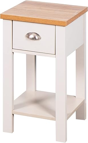 NewCosmos Mesa auxiliar de madera para sala de estar mesa de almacenamiento de pie con cajón