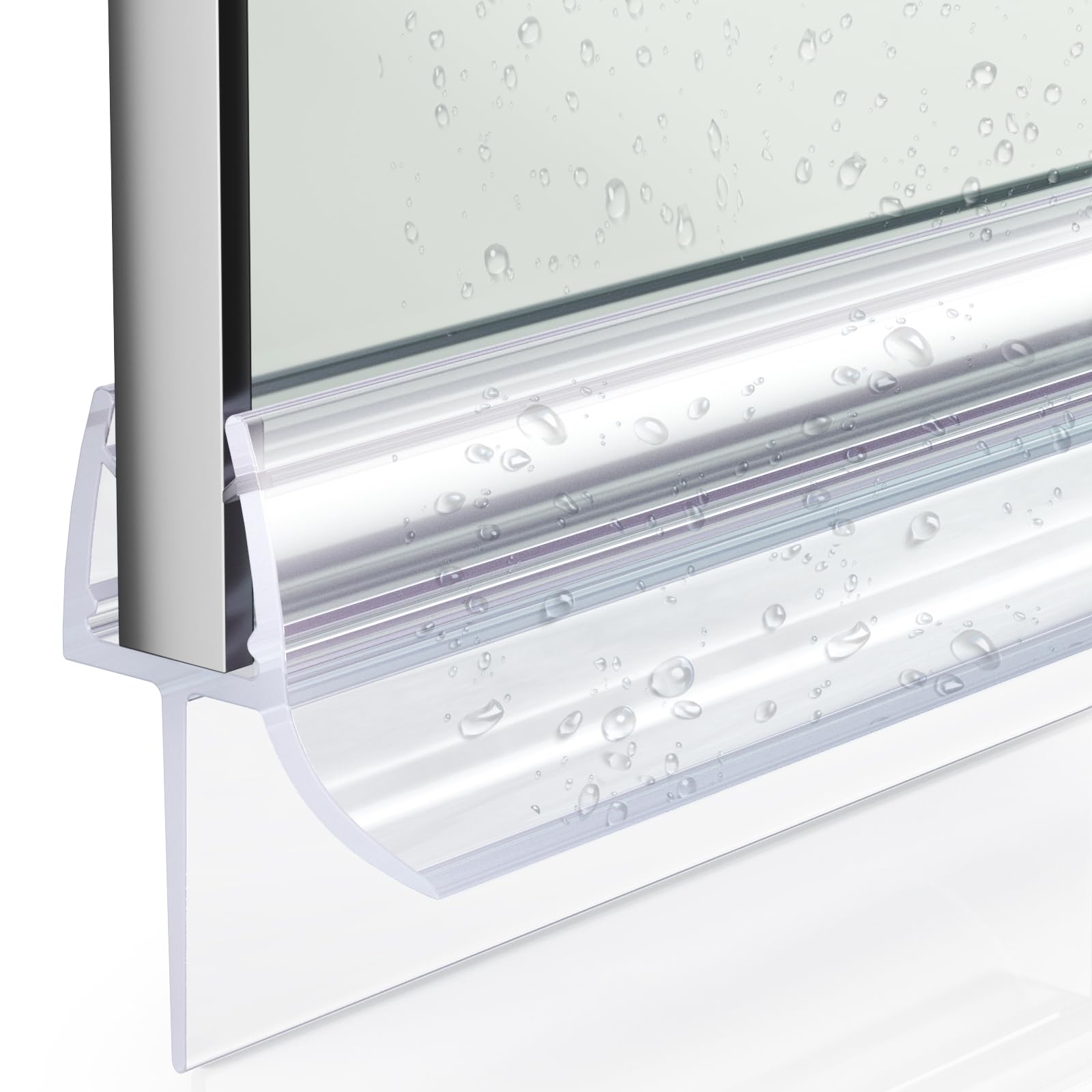 Shower Screen Door Bottom Seal Strip, for 6-8mm Glass, Cover up to 20mm Gap
